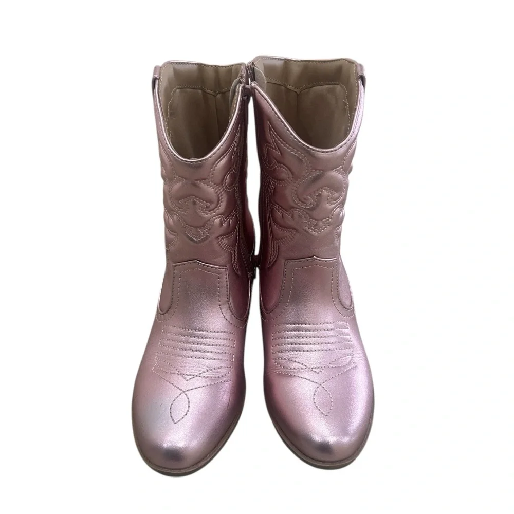 Soda Pink blush rose metallic Cowgirl western zip up Boots size 5(girls)